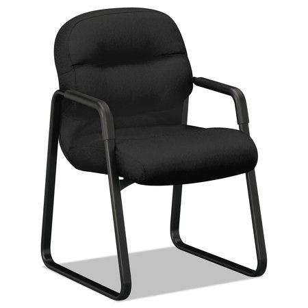 HON Black Chair, 27-3/4" L 36" H, Fixed Loop, Fabric Seat, Pillow-Soft Series H2093.CU10.T